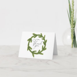 Watercolor Weihnachtskranz im eleganten Winter Dankeskarte