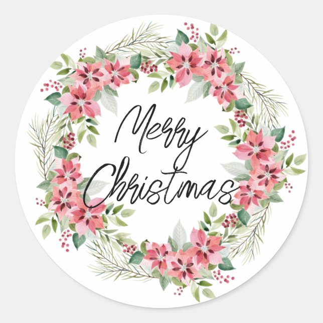 Watercolor-Weihnachtslied Runder Aufkleber (Vorderseite)