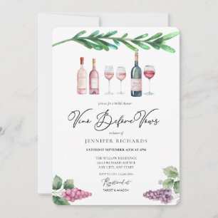 Watercolor Wein   Trauben   Modernes Brautparty Einladung