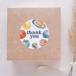 Watercolor Weltraum Geburtstagsparty Runder Aufkleber