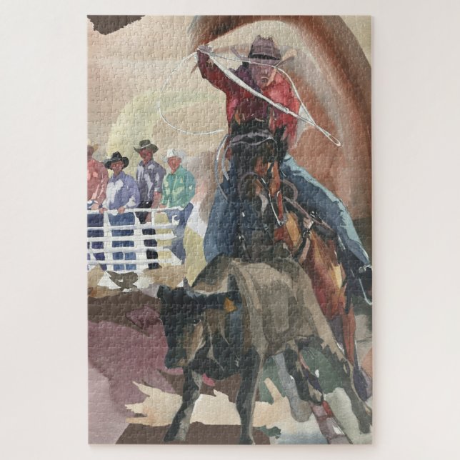Watercolor Western Rodeo Cowboy (Vertikal)