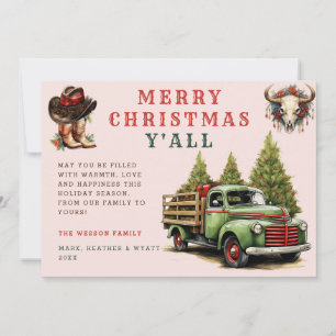 Watercolor Western Xmas Cowboy Weihnachtskarte Einladung