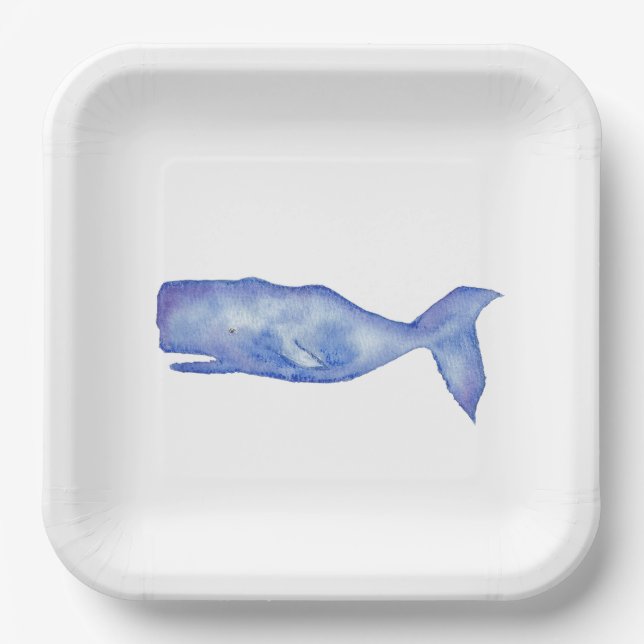 Watercolor whale paper plates pappteller (Vorderseite)