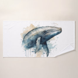Watercolor Whale Wonder Badehandtuch
