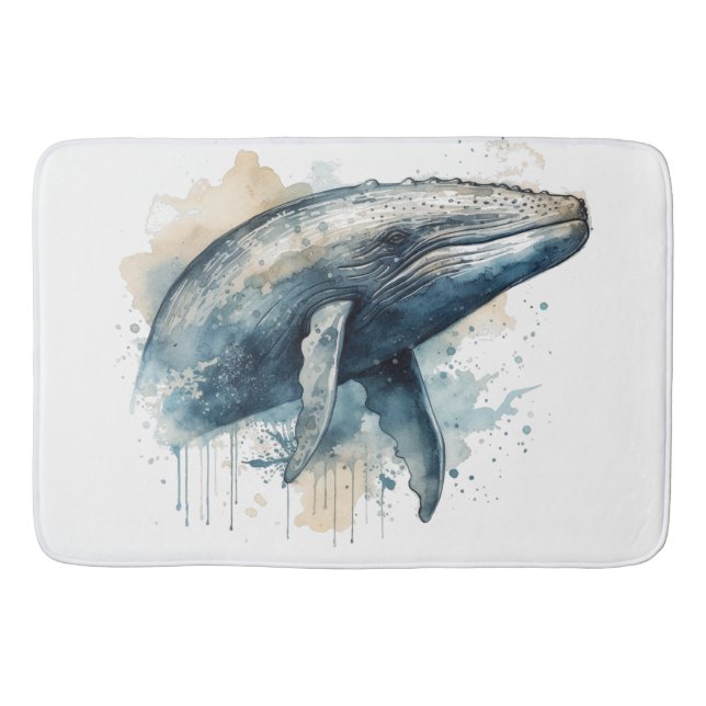 Watercolor Whale Wonder Badematte (Vorderseite)