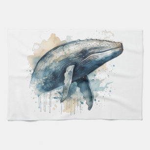 Watercolor Whale Wonder Geschirrtuch