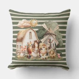 Watercolor Whimsical Farm Animals Kissen