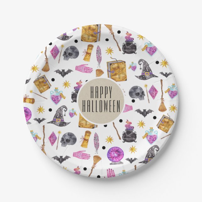 Watercolor Whimsical Kraft Party Pappteller (Vorderseite)