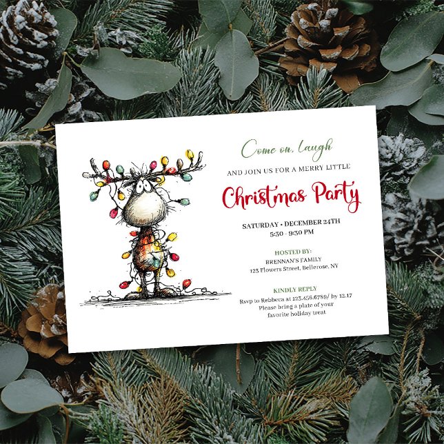 Watercolor whimsical reindeer party invitation einladung (Watercolor whimsical reindeer party invitation

)