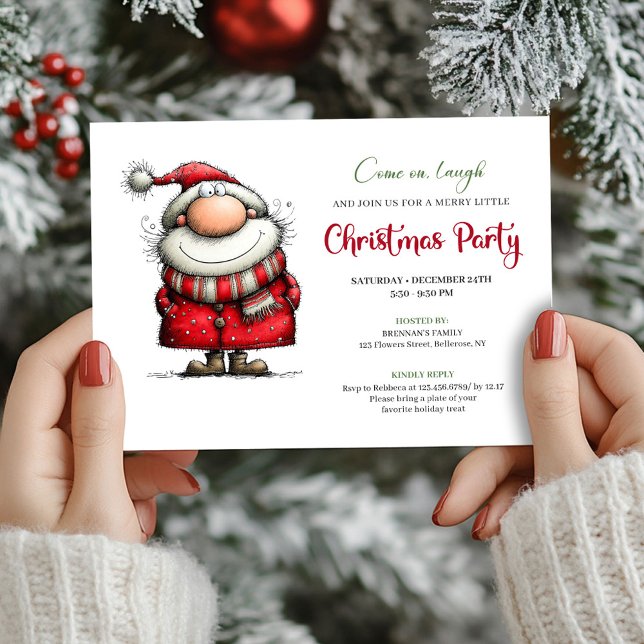 Watercolor Whimsical Santa Claus Festive Invite Einladung (Watercolor Whimsical Santa Claus Festive Invite)
