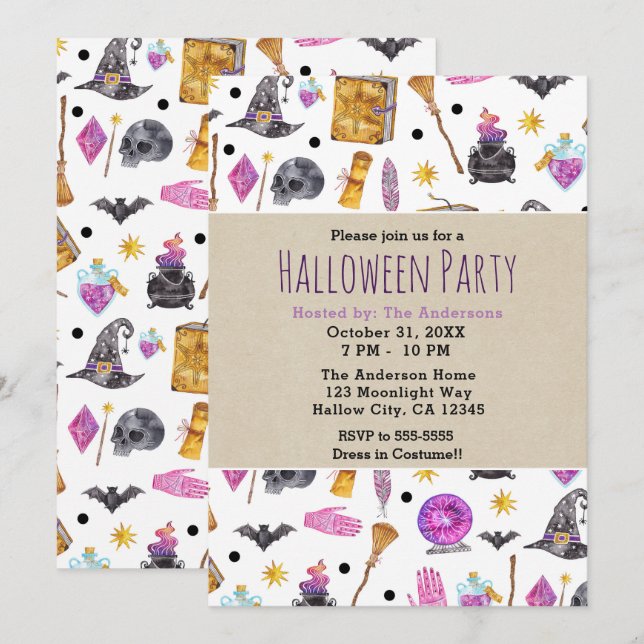 Watercolor Whimsisches Party Einladung (Vorne/Hinten)