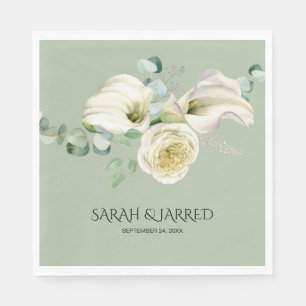 Watercolor White Calla Lilies Serviette