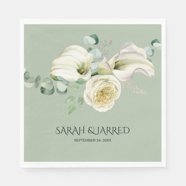Watercolor White Calla Lilies Serviette (Vorderseite)