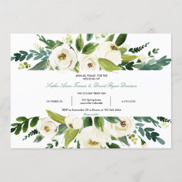 Watercolor White Floral Frame Wedding Einladung