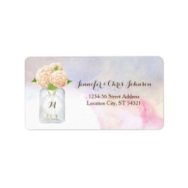 Watercolor White Hydrangeas Mason Jar Adresse Adressaufkleber