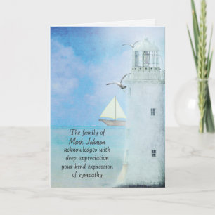 Watercolor White Lighthouse Beileid Vielen Dank Karte