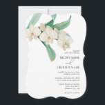 Watercolor White Orchids Floral Wedding Einladung<br><div class="desc">A beautiful watercolor wedding design featuring white Orchid botanicals. An arrangement of watercolor Orchids with greenery. A modern minimalist design for anyone who loves white watercolor Orchids and leaves and botanical themed wedding stationery. An elegant white Orchids and greenery wedding invitation design with modern elements. Matching wedding stationery items and...</div>