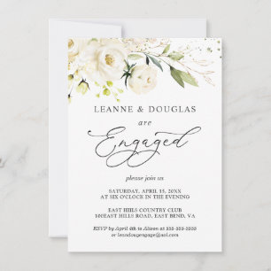 Watercolor White Roses Foliotiv Einladung