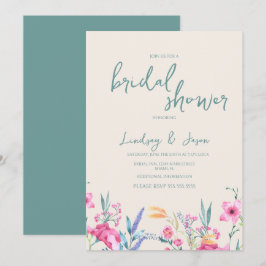 Watercolor Wild Blume Mix Script Brautparty Einladung