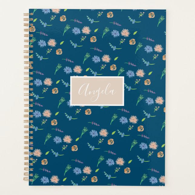 Watercolor Wild Florals Botanischer Event Designer Planer (Vorderseite)