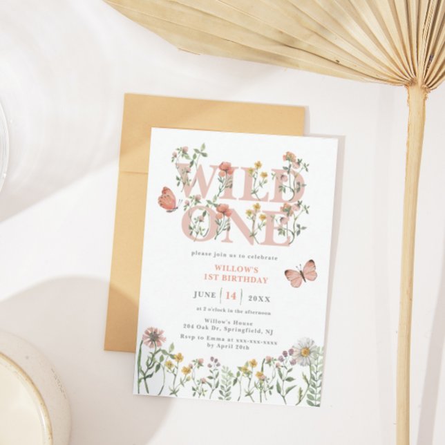 Watercolor Wild One Wildflower 1st Birthday Einladung (Von Creator hochgeladen)