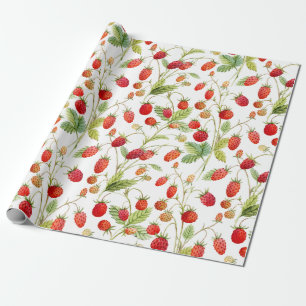 Watercolor Wild Strawberry Pattern Geschenkpapier