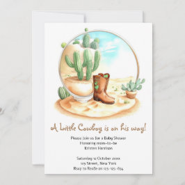 Watercolor Wild West Boy Babydusche Einladung