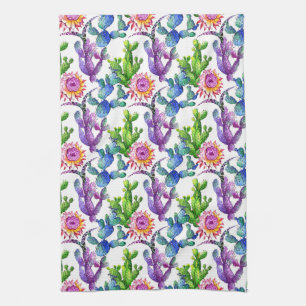 Watercolor-Wildblume-Kaktus-Muster Küchentuch
