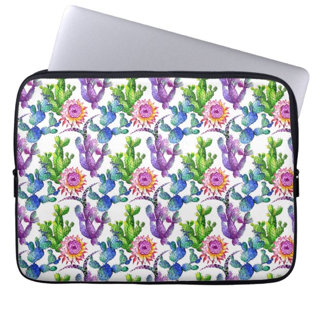 Watercolor-Wildblume-Kaktus-Muster Laptopschutzhülle (Vorderseite)
