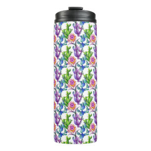 Watercolor-Wildblume-Kaktus-Muster Thermosbecher