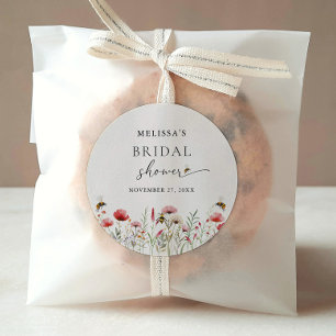 Watercolor-Wildblumen-Hochzeitsdusche für die Brau Runder Aufkleber