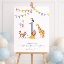 Watercolor Wilde Tiere Wild One Geburtstag WELCOME