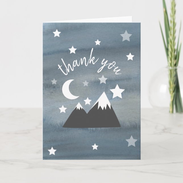 Watercolor Wilderness Stars Mountains Vielen Dank Dankeskarte (Vorderseite)