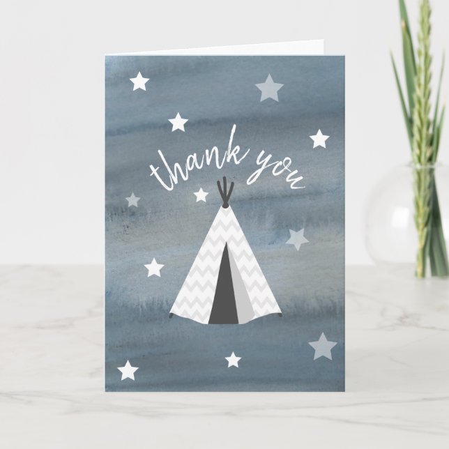 Watercolor Wilderness Stars Tipi Vielen Dank Dankeskarte (Vorderseite)