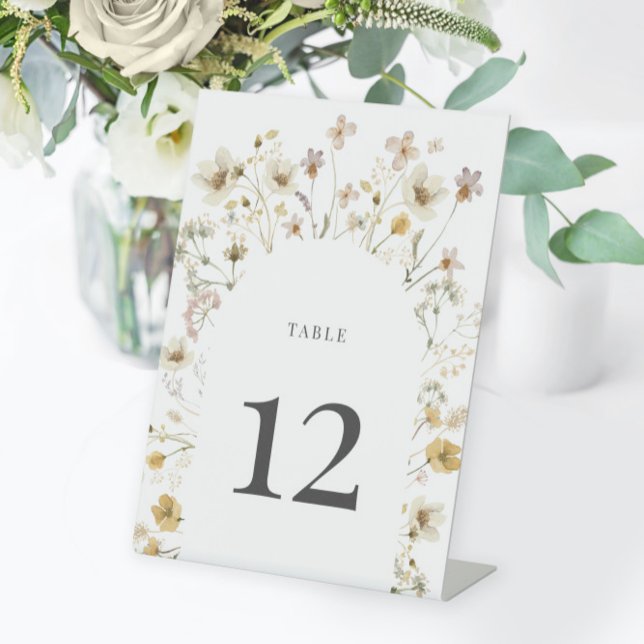 Watercolor Wildflower Arch Wedding Table Number Sockelschild (Von Creator hochgeladen)