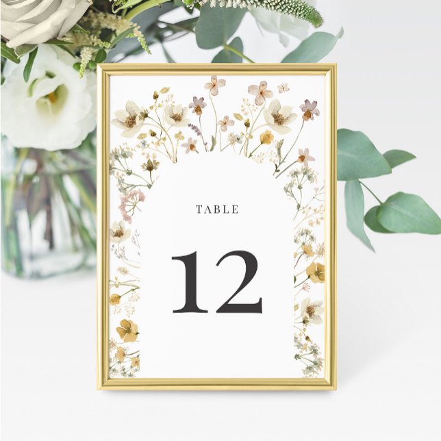 Watercolor Wildflower Arch Wedding Table Number Tischnummer (Von Creator hochgeladen)