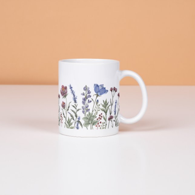 Watercolor Wildflower Border Floral Mug (Créateur téléchargé)