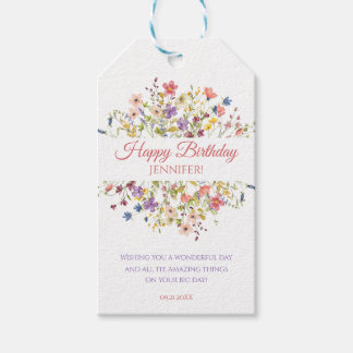 Watercolor Wildflower Girl 1st Birthday Geschenkanhänger