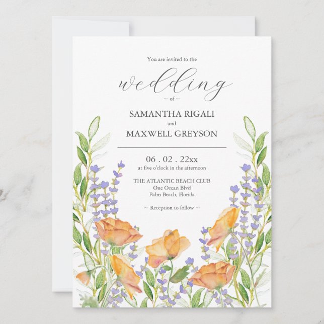 Watercolor Wildflower Maximalist Wedding Theme Einladung (Vorderseite)