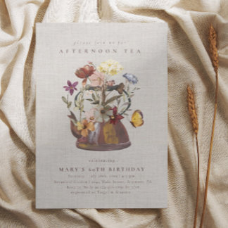 Watercolor Wildflower Tea Party Birthday  Einladung