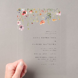 Watercolor Wildflower Wedding Acryleinladungen