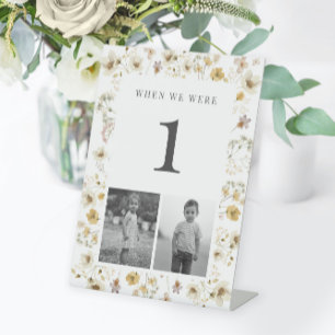 Watercolor Wildflower Wedding Age Table Number Sockelschild
