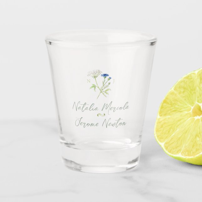 Watercolor wildflower wedding colorful floral schnapsglas (Vorderseite)
