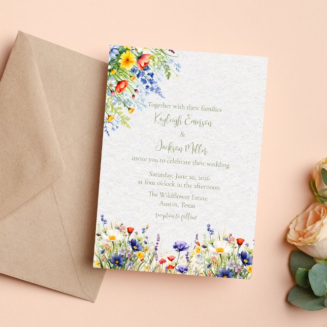 Watercolor Wildflower Wedding Invitation Einladung (Von Creator hochgeladen)