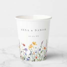 Watercolor Wildflower Wedding Pappbecher