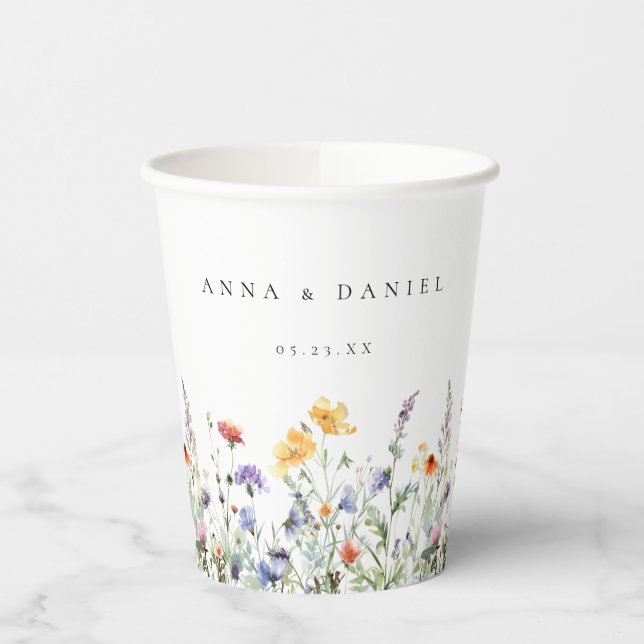 Watercolor Wildflower Wedding Pappbecher (Links)