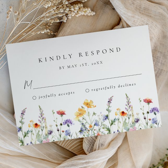 Watercolor Wildflower Wedding RSVP Card (Créateur téléchargé)