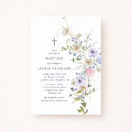 Watercolor Wildflowers Baptism Invitation