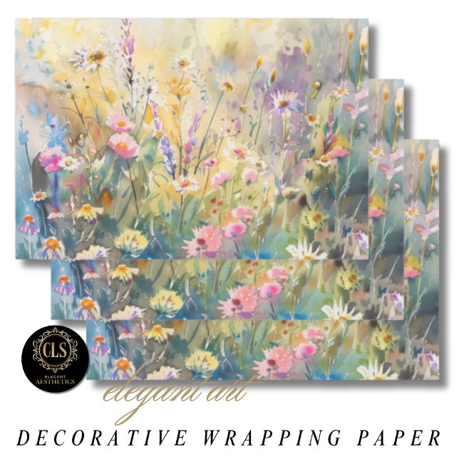 Watercolor Wildflowers Decoupage Geschenkpapier Set (Wrapping Paper - Watercolor Wildflower Decoupage)