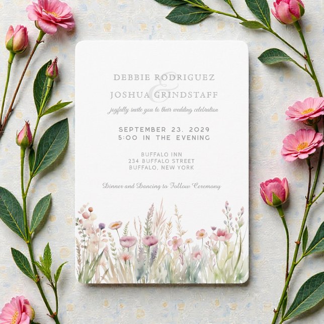 Watercolor Wildflowers Floral Wedding Invitation  Einladung (Von Creator hochgeladen)